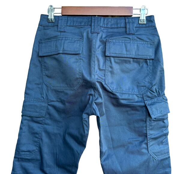 New Khaki & Blue Women High Rise Slim Fit Straight Leg Cargo Work Pants Size 2 - Picture 7 of 8